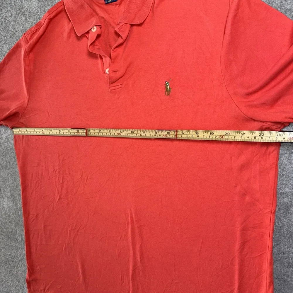 Polo Ralph Lauren Classic Fit Polo Shirt Large Coral Orange Cotton Mesh